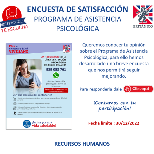 Encuesta de Satisfacción del Programa de Asistencia Psicológica