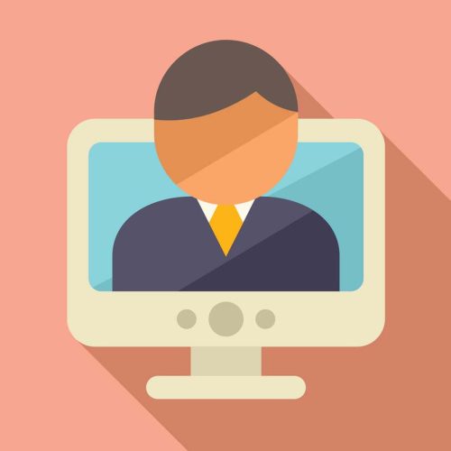 online-teacher-icon-flat-web-course-vector-41104334